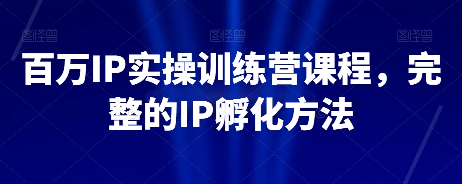 百万IP实操训练营课程，完整的IP孵化方法-甬战资源库