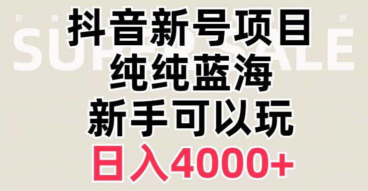 抖音蓝海赛道，必须是新账号，日入4000+【揭秘】-甬战资源库