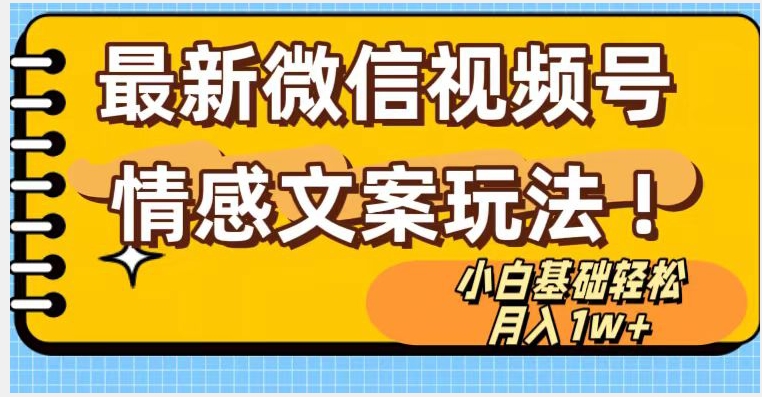 微信视频号情感文案最新玩法，小白轻松月入1万+无脑搬运【揭秘】-甬战资源库