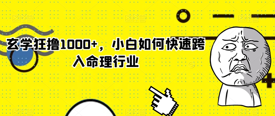 玄学狂撸1000+，小白如何快速跨入命理行业【揭秘】-甬战资源库