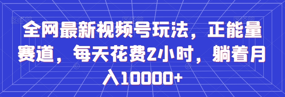 全网最新视频号玩法，正能量赛道，每天花费2小时，躺着月入10000+【揭秘】-甬战资源库