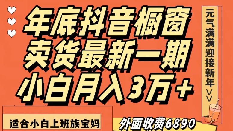外面收费6890元年底抖音橱窗卖货最新一期，小白月入3万，适合小白上班族宝妈【揭秘】-甬战资源库