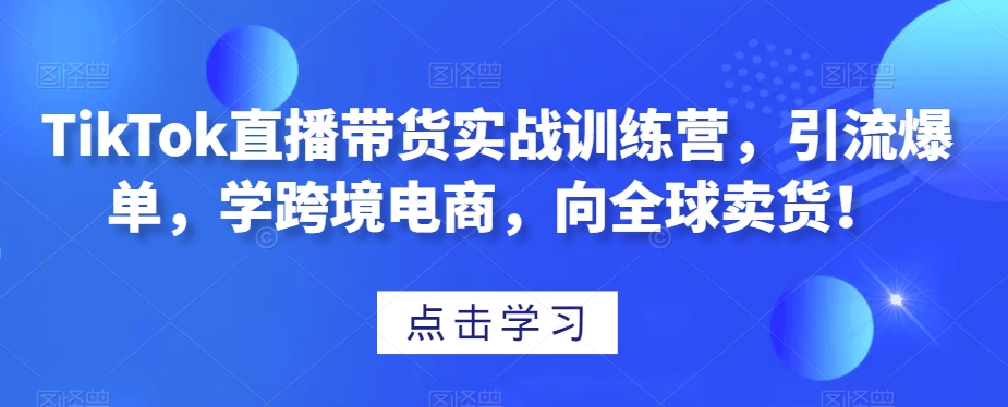 TikTok直播带货实战训练营，引流爆单，学跨境电商，向全球卖货！-甬战资源库