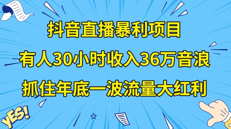 抖音直播暴利项目，有人30小时收入36万音浪，公司宣传片年会视频制作，抓住年底一波流量大红利【揭秘】-甬战资源库