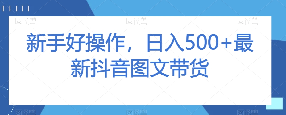新手好操作，日入500+最新抖音图文带货【揭秘】-甬战资源库