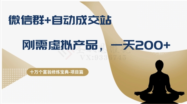 十万个富翁修炼宝典之8.微信群+自动成交站，刚需虚拟产品，一天200+-甬战资源库