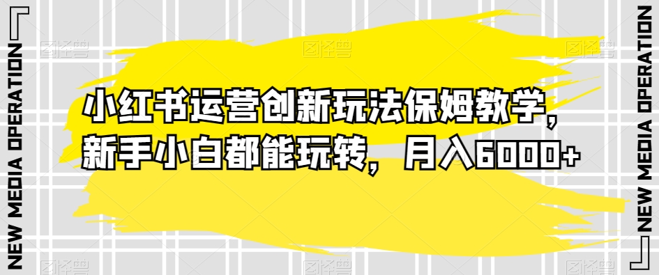 小红书运营创新玩法保姆教学，新手小白都能玩转，月入6000+【揭秘】-甬战资源库