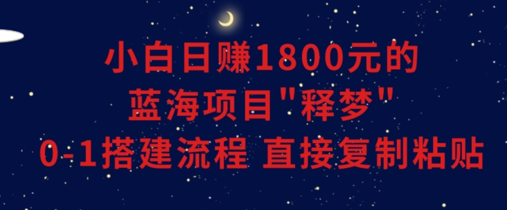 小白能日赚1800元的蓝海项目”释梦”0-1搭建流程可直接复制粘贴长期做【揭秘】-甬战资源库