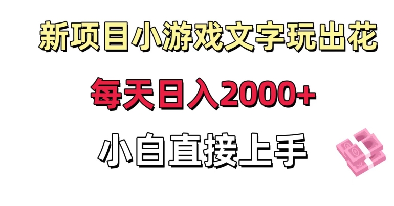 新项目小游戏文字玩出花日入2000+，每天只需一小时，小白直接上手【揭秘】-甬战资源库