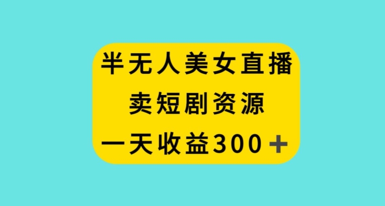 半无人美女直播，卖短剧资源，一天收益300+【揭秘】-甬战资源库