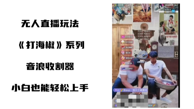 打海椒无人直播整蛊项目，小白轻松上手撸音浪收割器-甬战资源库