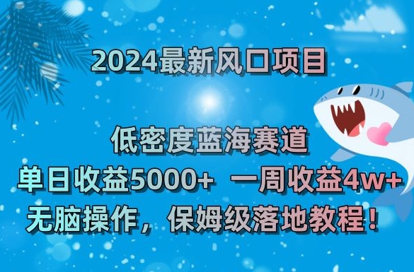 2024最新风口项目，低密度蓝海赛道，单日收益5000+，一周收益4w+！【揭秘】-甬战资源库