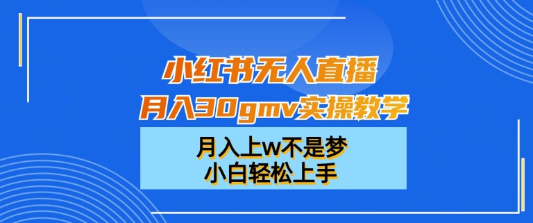 小红书无人直播月入30gmv实操教学，月入上w不是梦，小白轻松上手【揭秘】-甬战资源库