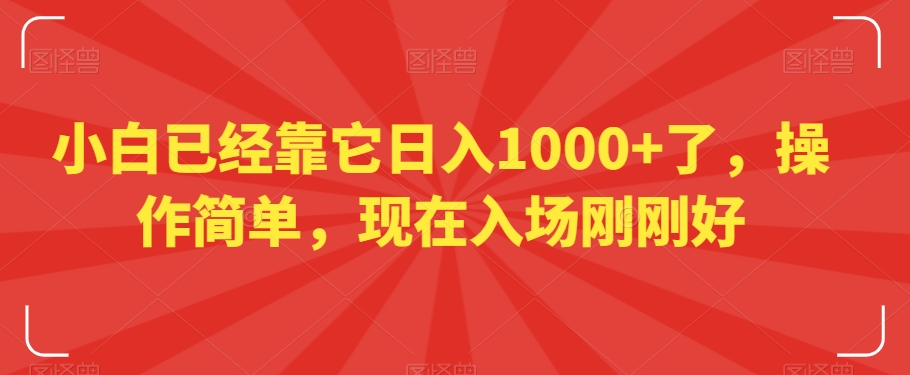 小白已经靠它日入1000+了，操作简单，现在入场刚刚好【揭秘】-甬战资源库
