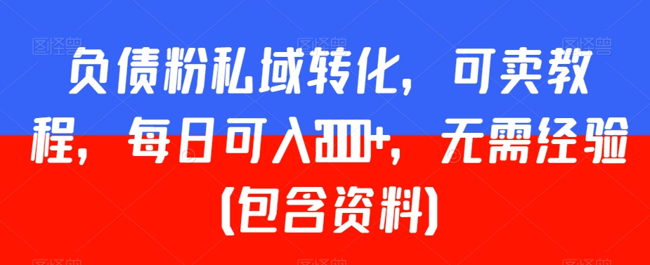 负债粉私域转化，可卖教程，每日可入2000+，无需经验（包含资料）【揭秘】-甬战资源库