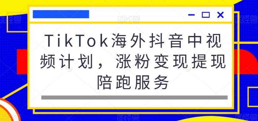 TikTok海外抖音中视频计划，涨粉变现提现陪跑服务-甬战资源库