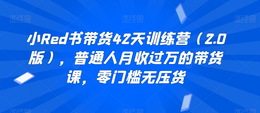 小Red书带货42天训练营（2.0版），普通人月收过万的带货课，零门槛无压货-甬战资源库