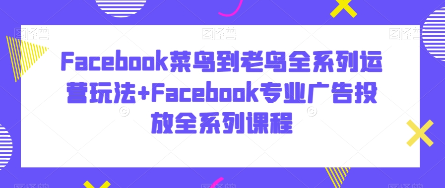 Facebook菜鸟到老鸟全系列运营玩法+Facebook专业广告投放全系列课程-甬战资源库