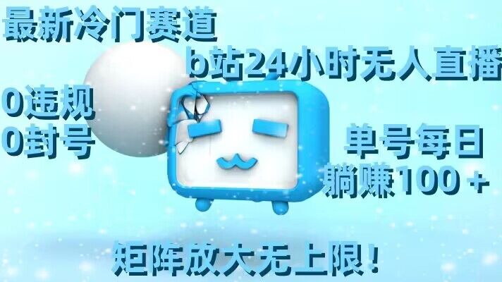 最新冷门赛道，b站24小时无人直播，0违规0封号，单号每日躺赚100＋，矩阵放大无上限【揭秘】-甬战资源库