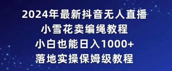 2024年抖音最新无人直播小雪花卖编绳项目，小白也能日入1000+落地实操保姆级教程【揭秘】-甬战资源库