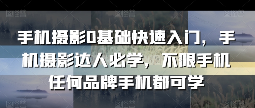 手机摄影0基础快速入门，手机摄影达人必学，不限手机任何品牌手机都可学-甬战资源库