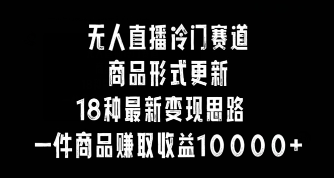 无人直播冷门赛道，商品形式更新，18种变现思路，一件商品赚取收益10000+【揭秘】-甬战资源库