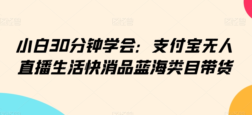 小白30分钟学会：支付宝无人直播生活快消品蓝海类目带货【揭秘】-甬战资源库