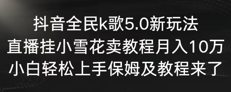 抖音全民k歌5.0新玩法，直播挂小雪花卖教程月入10万，小白轻松上手，保姆及教程来了【揭秘】-甬战资源库