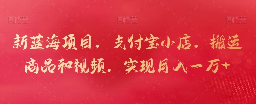 新蓝海项目，支付宝小店，搬运商品和视频，实现月入一万+【揭秘】-甬战资源库