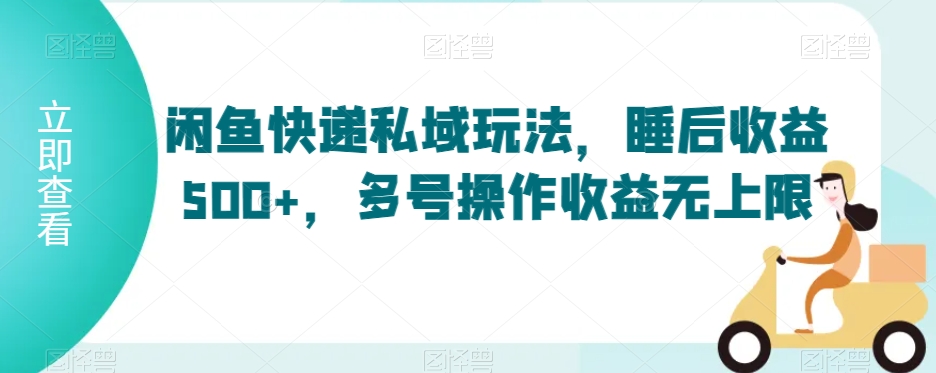 闲鱼快递私域玩法，睡后收益500+，多号操作收益无上限【揭秘】-甬战资源库