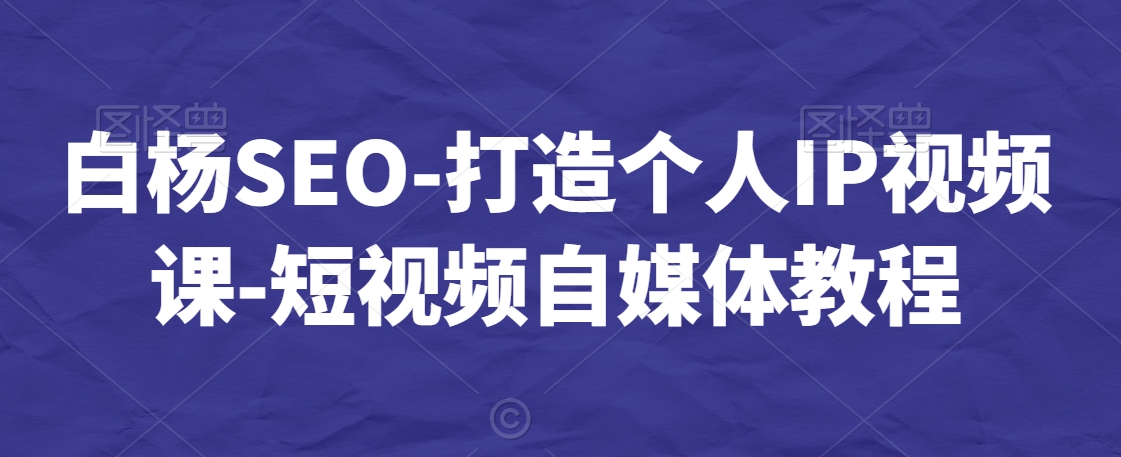 白杨SEO-打造个人IP视频课-短视频自媒体教程-甬战资源库