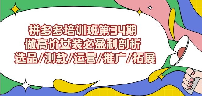 拼多多培训班第34期：做高价女装必盈利剖析选品/测款/运营/推广/拓展-甬战资源库
