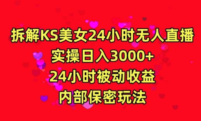 利用快手24小时无人美女直播，实操日入3000，24小时被动收益，内部保密玩法【揭秘】-甬战资源库