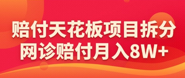 赔付天花板项目拆分，网诊赔付月入8W+-【仅揭秘】-甬战资源库