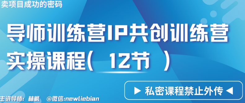 导师训练营3.0IP共创训练营私密实操课程（12节）-卖项目的密码成功秘诀【揭秘】-甬战资源库