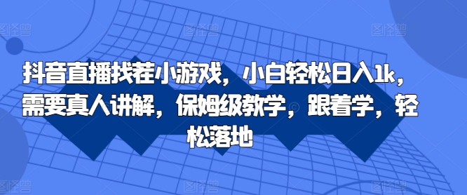 抖音直播找茬小游戏，小白轻松日入1k，需要真人讲解，保姆级教学，跟着学，轻松落地【揭秘】-甬战资源库