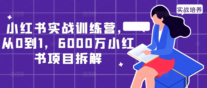 小红书实战训练营，从0到1，6000万小红书项目拆解-甬战资源库