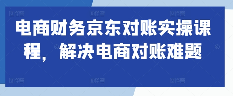 电商财务京东对账实操课程，解决电商对账难题-甬战资源库
