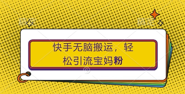 快手无脑搬运，轻松引流宝妈粉，纯小白轻松上手【揭秘】-甬战资源库