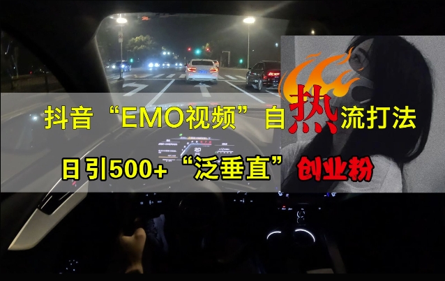 抖音EMO视频自热打法，日引500+“泛垂直”创业粉-甬战资源库