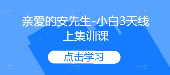 亲爱的安先生-小白3天线上集训课-甬战资源库