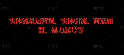 实体流量运营课，实体引流、商家加盟、暴力起号等-甬战资源库