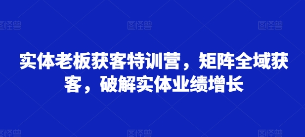 实体老板获客特训营，矩阵全域获客，破解实体业绩增长-甬战资源库