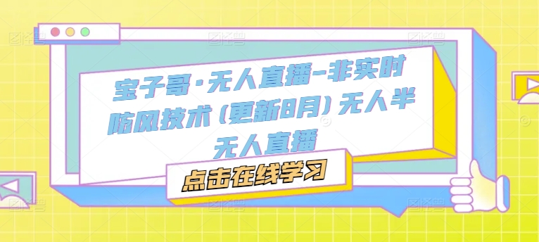 宝子哥·无人直播-非实时防风技术(更新9月)无人半无人直播-甬战资源库