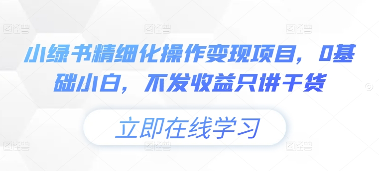 小绿书精细化操作变现项目，0基础小白，不发收益只讲干货-甬战资源库