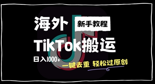 2024最新海外TikTok搬运玩法，一键去重轻松过原创，新手无经验也能日入1k【揭秘】-甬战资源库