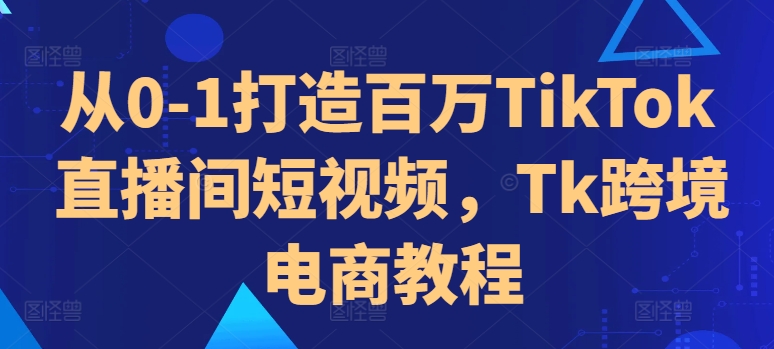 从0-1打造百万TikTok直播间短视频，Tk跨境电商教程-甬战资源库