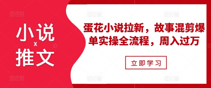 小说推文之蛋花小说拉新，故事混剪爆单实操全流程，周入过万-甬战资源库