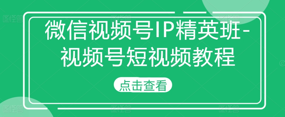 微信视频号IP精英班-视频号短视频教程-甬战资源库