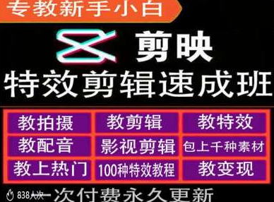 剪映特效教程和运营变现教程，特效剪辑速成班，专教新手小白-甬战资源库